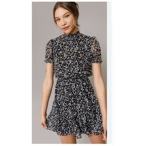 francesca's Sandra Mock Neck Floral Mini Dress
